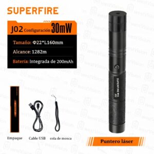 Puntero Láser SUPERFIRE J02 30mW Recargable USB