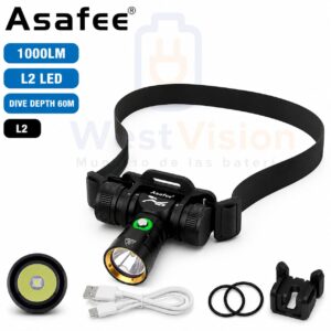 Linterna Frontal acuatica Asafee 1000LM L2 LED para Buceo