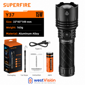 Linterna Superfire Y37 15W 950 lm recargable