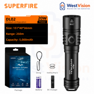 Linterna de Buceo Superfire DL02 Recargable 20W